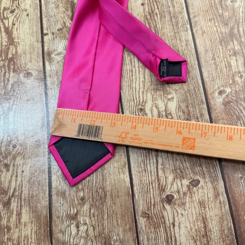 Branduce Solid Silk Necktie Mens One Size Pink Handmade Formal Business